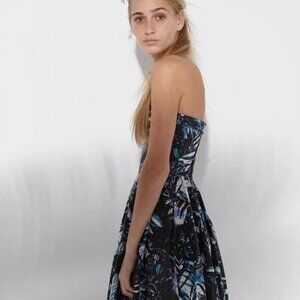 Palm Tree Motif Strapless Levi's Dress - Size M